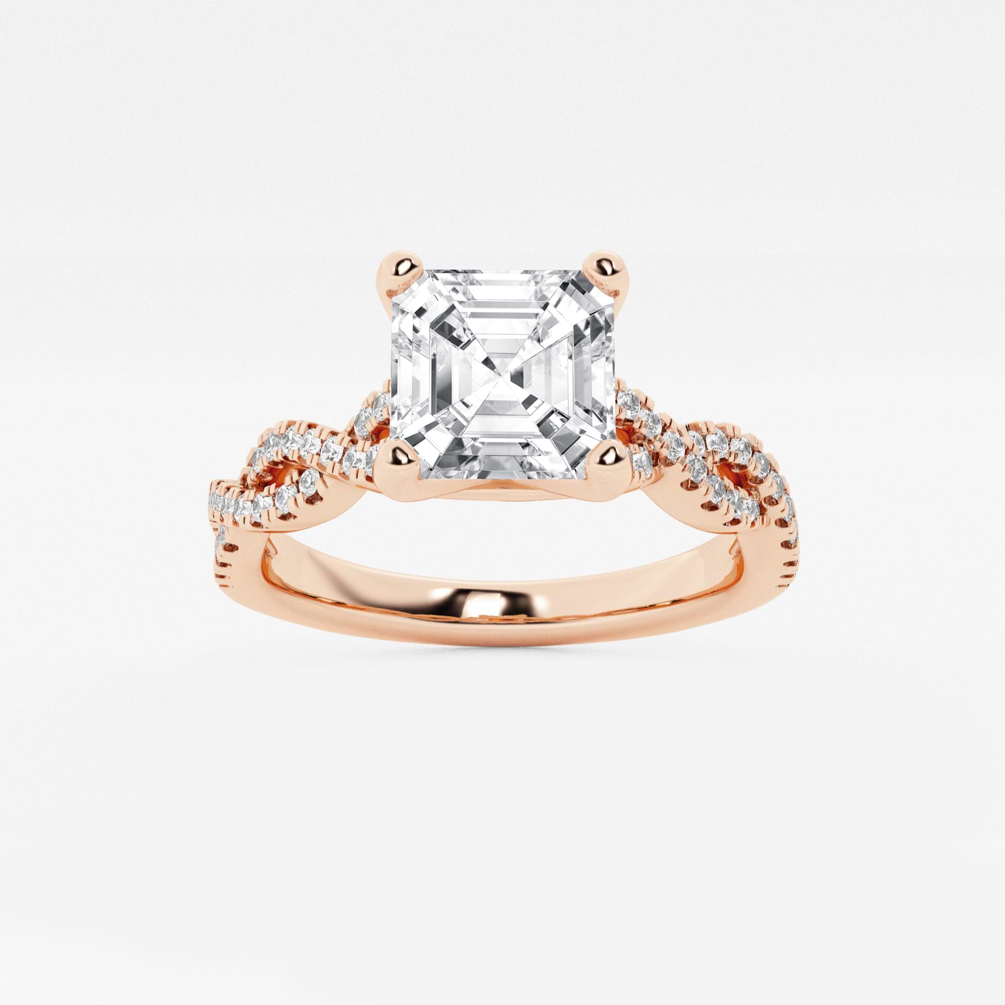 Celestia Asscher Diamond Double Twist Engagement Ring