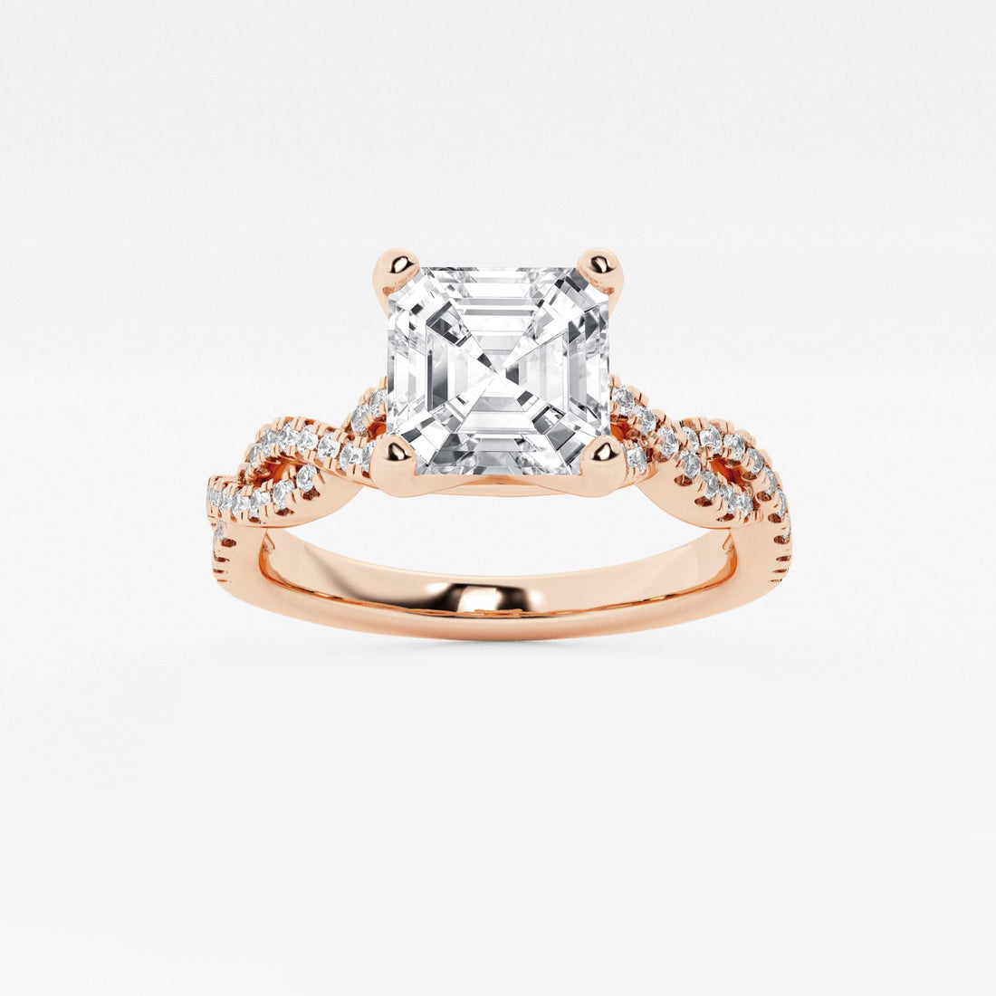 Celestia Asscher Diamond Double Twist Engagement Ring