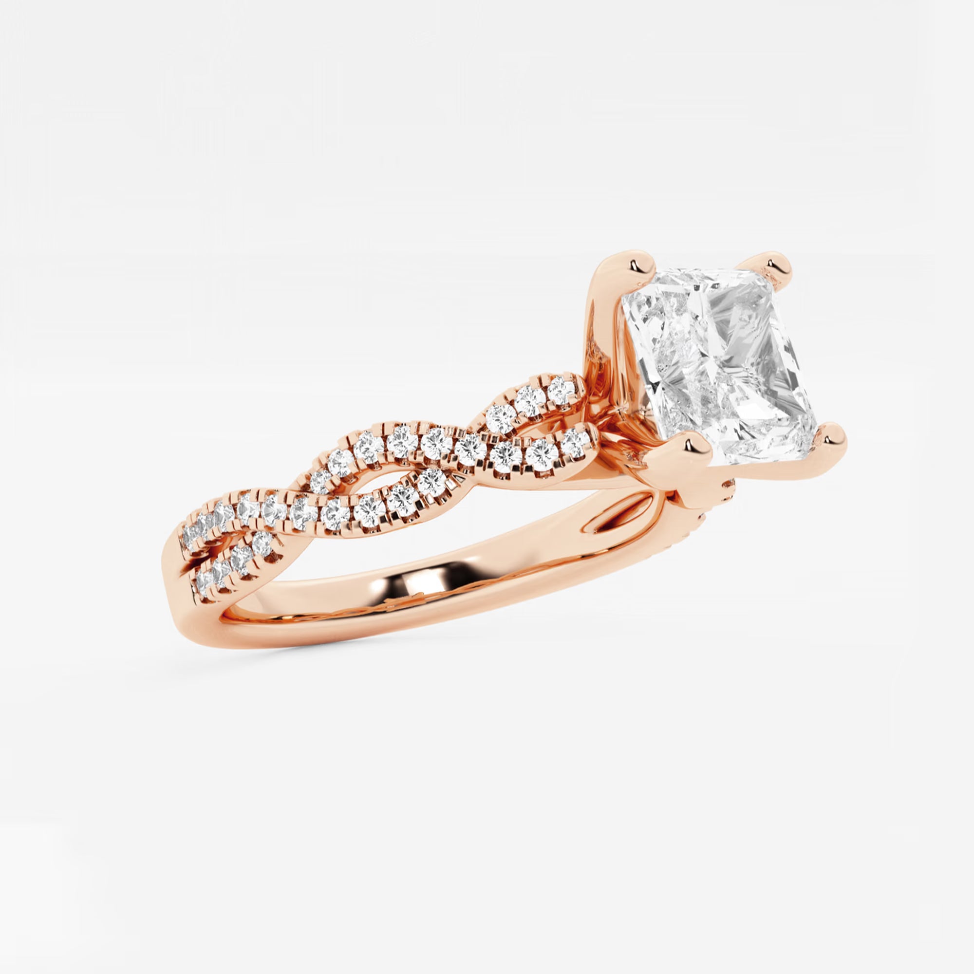 Celestia Asscher Diamond Double Twist Engagement Ring