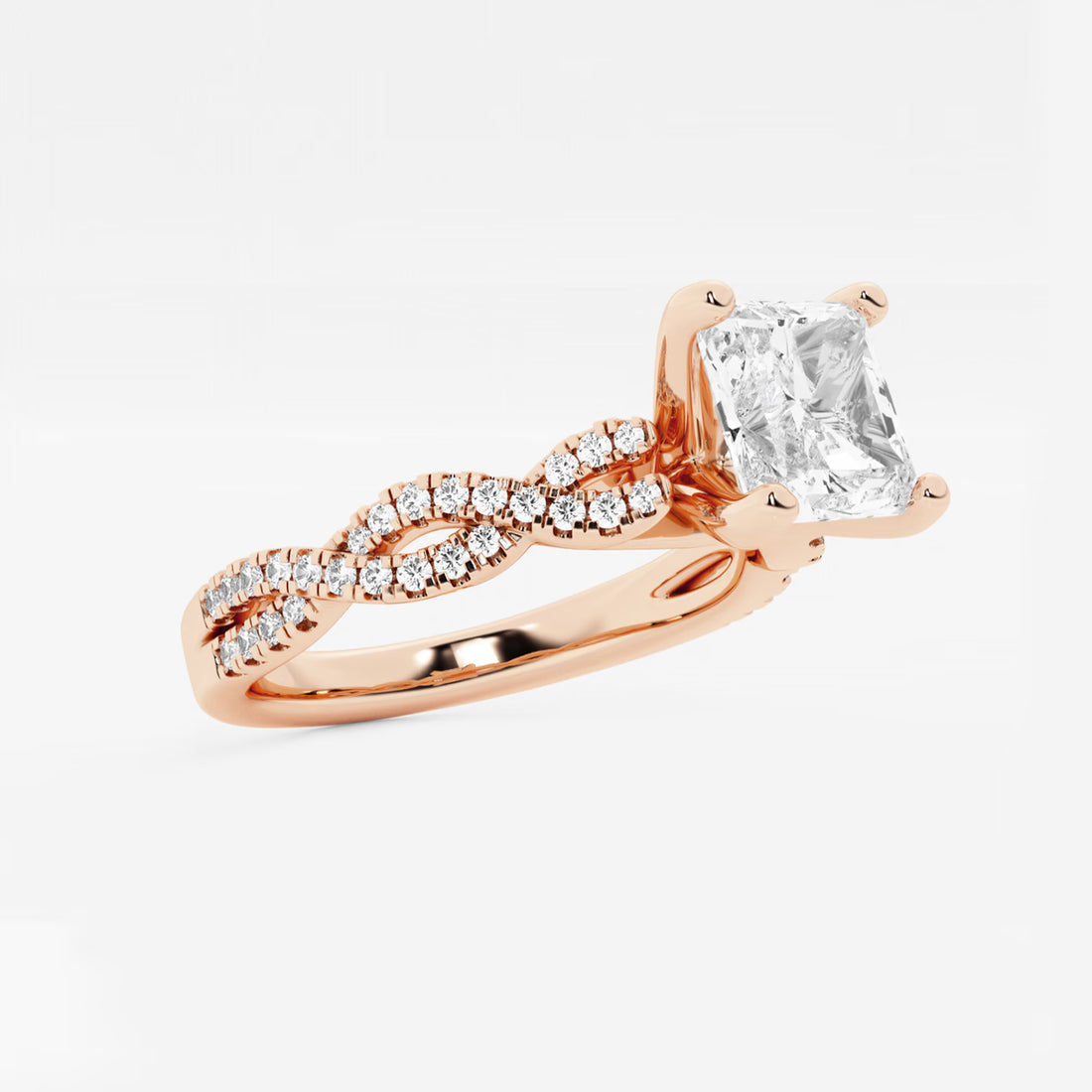 Celestia Asscher Diamond Double Twist Engagement Ring