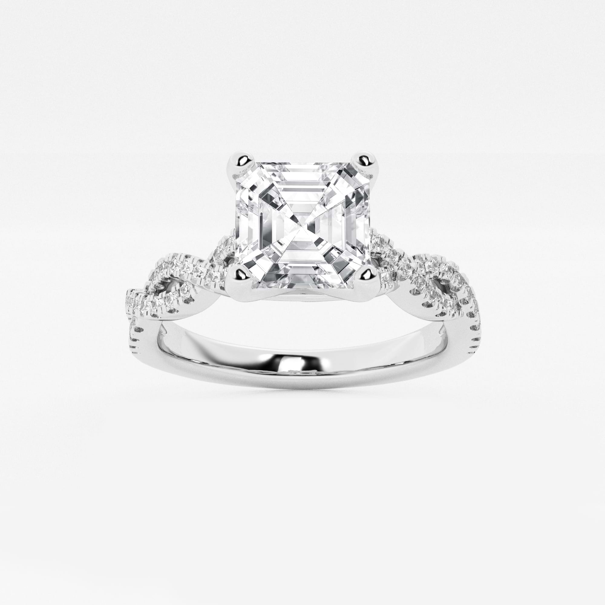 Celestia Asscher Diamond Double Twist Engagement Ring