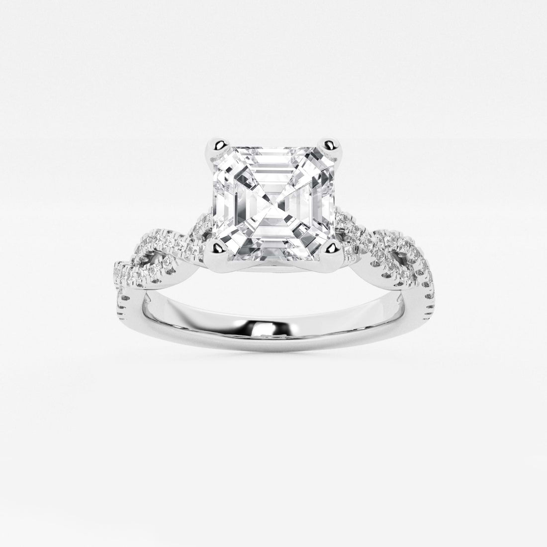 Celestia Asscher Diamond Double Twist Engagement Ring