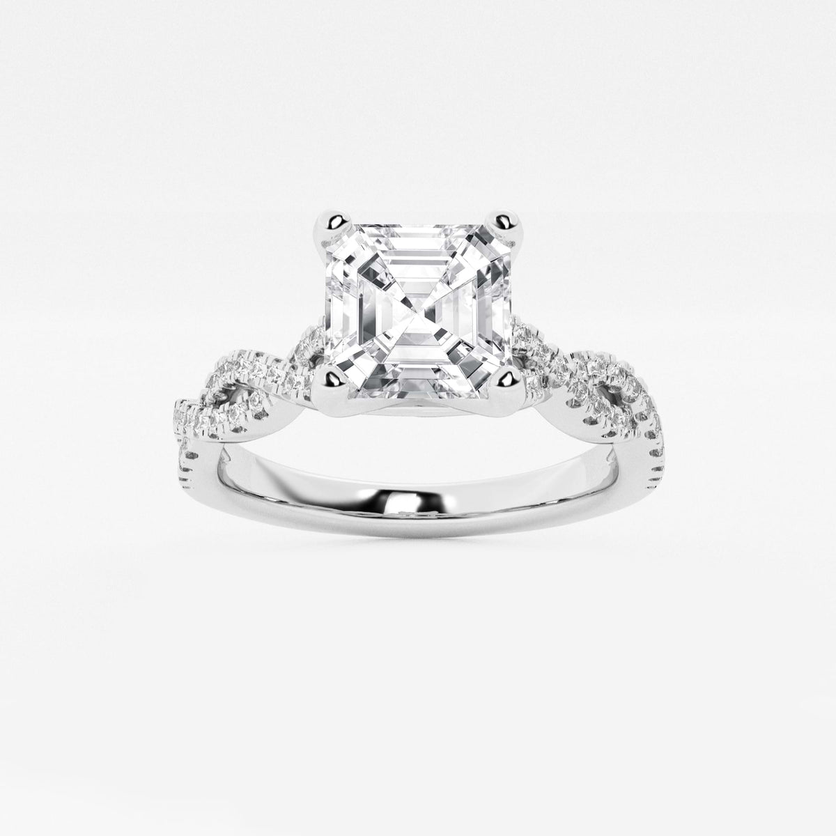 Celestia Asscher Diamond Double Twist Engagement Ring