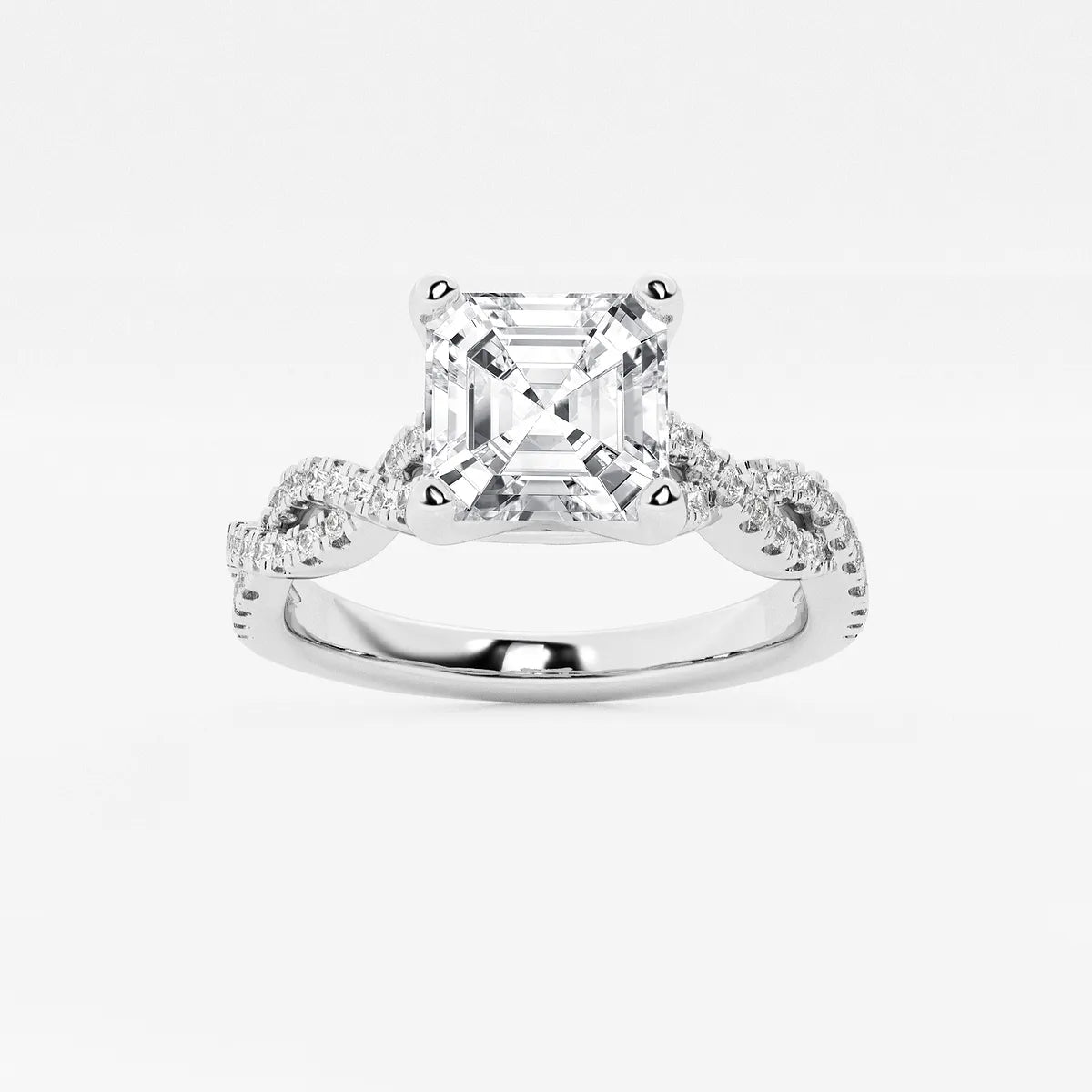 Celestia Asscher Diamond Double Twist Engagement Ring