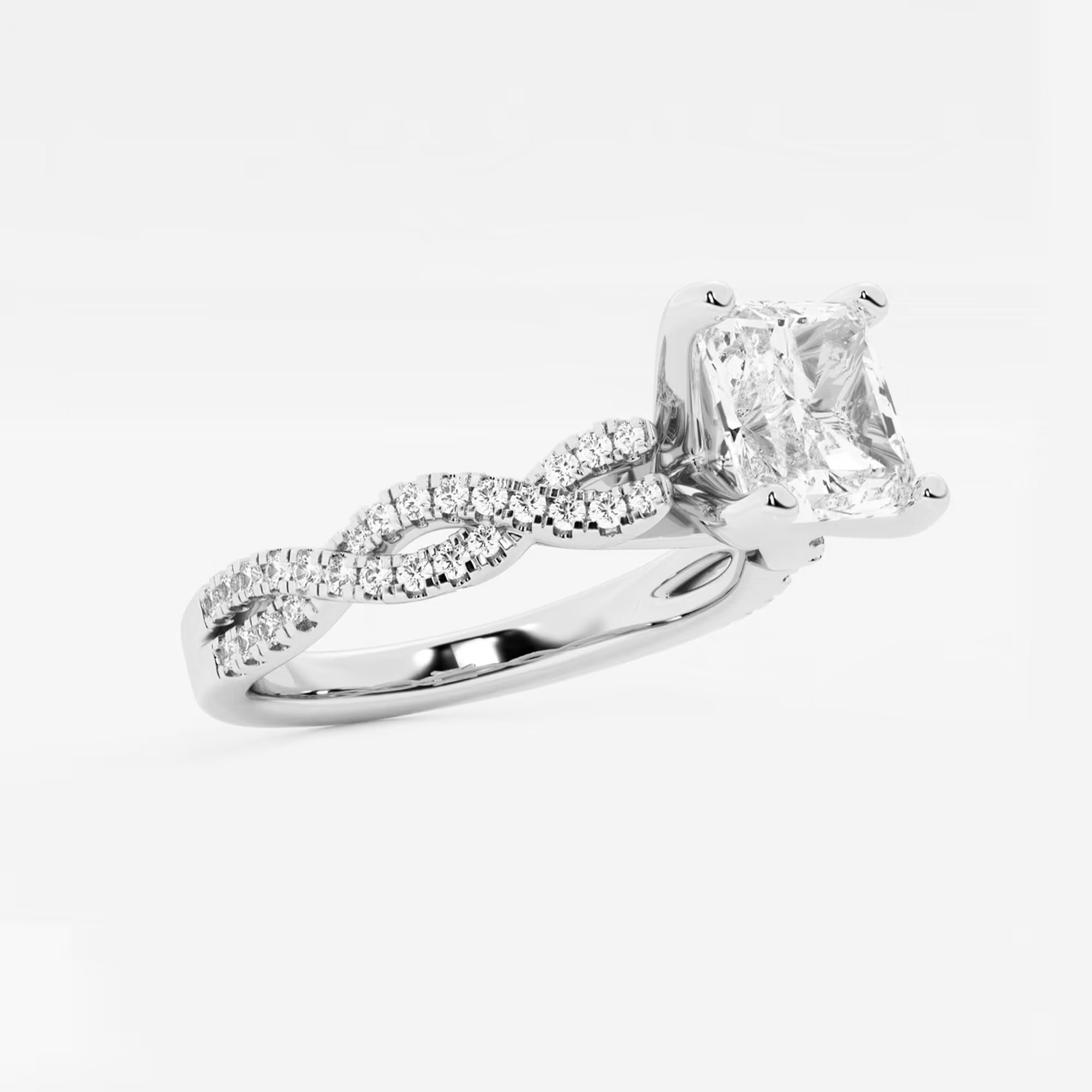Celestia Asscher Diamond Double Twist Engagement Ring
