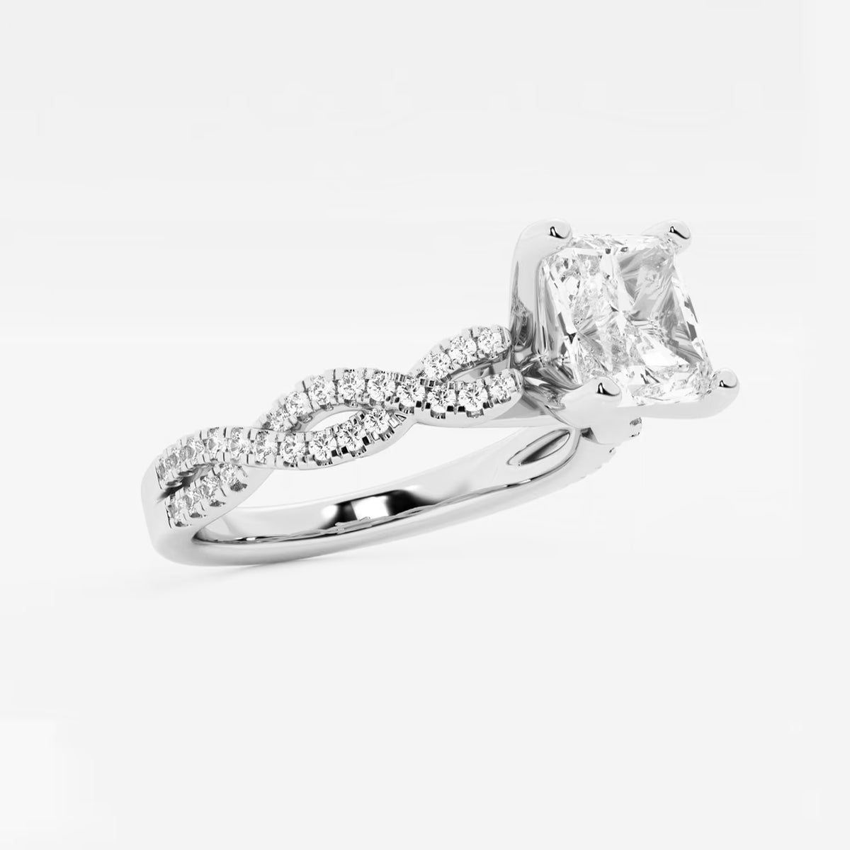 Celestia Asscher Diamond Double Twist Engagement Ring