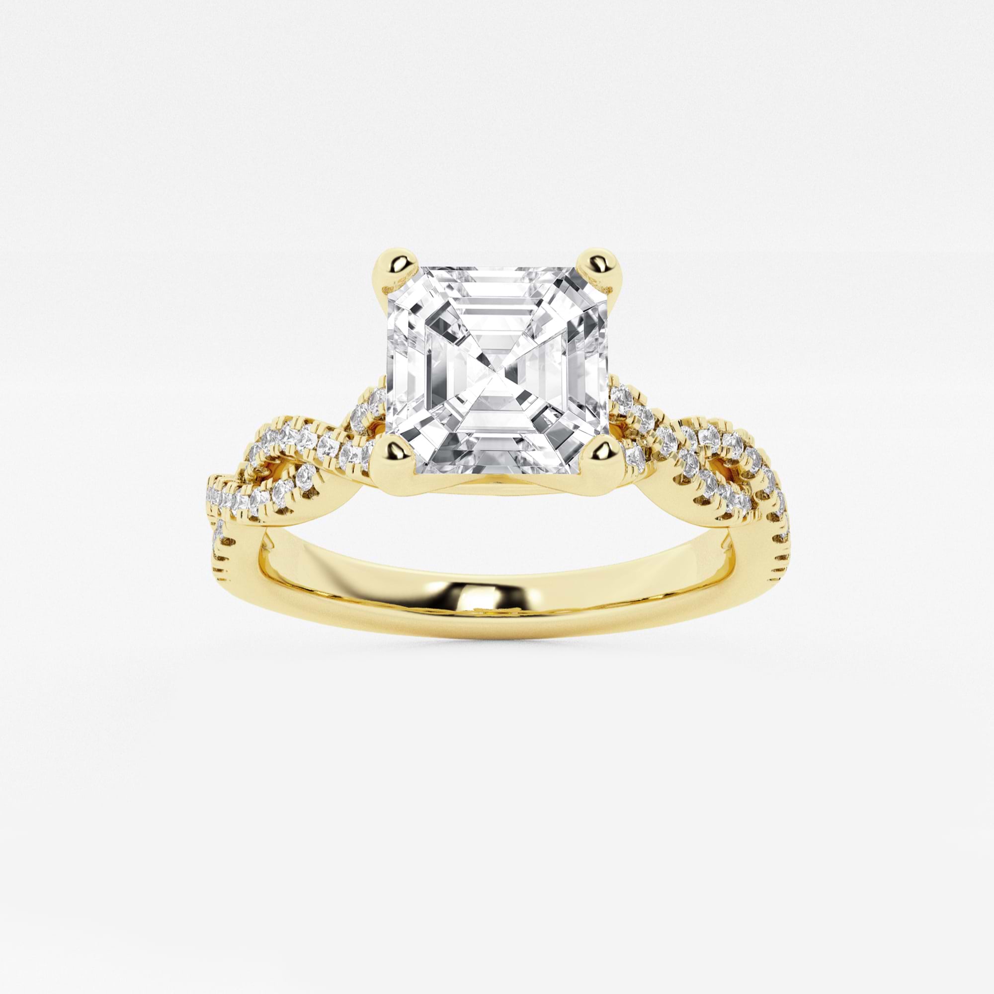 Celestia Asscher Diamond Double Twist Engagement Ring