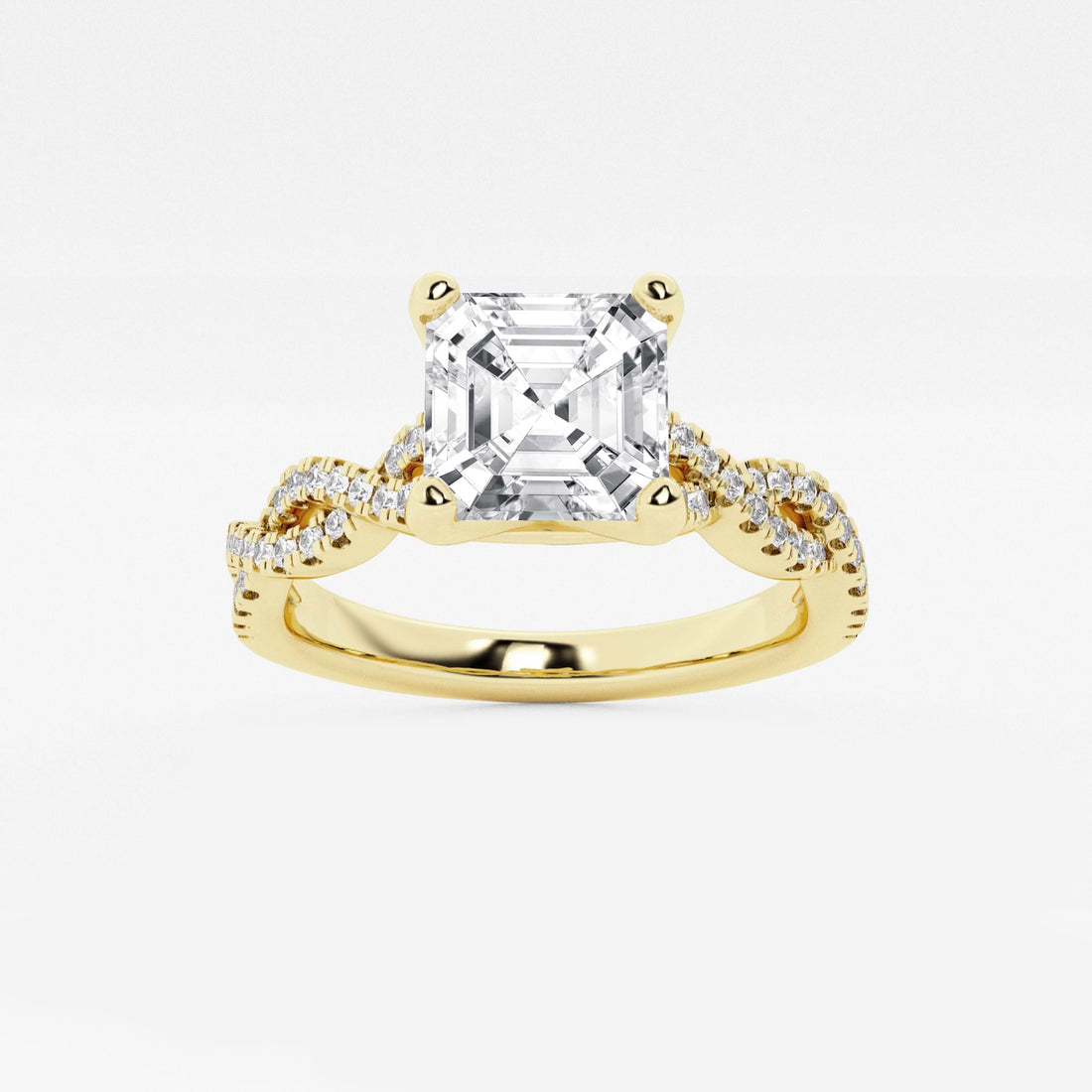 Celestia Asscher Diamond Double Twist Engagement Ring