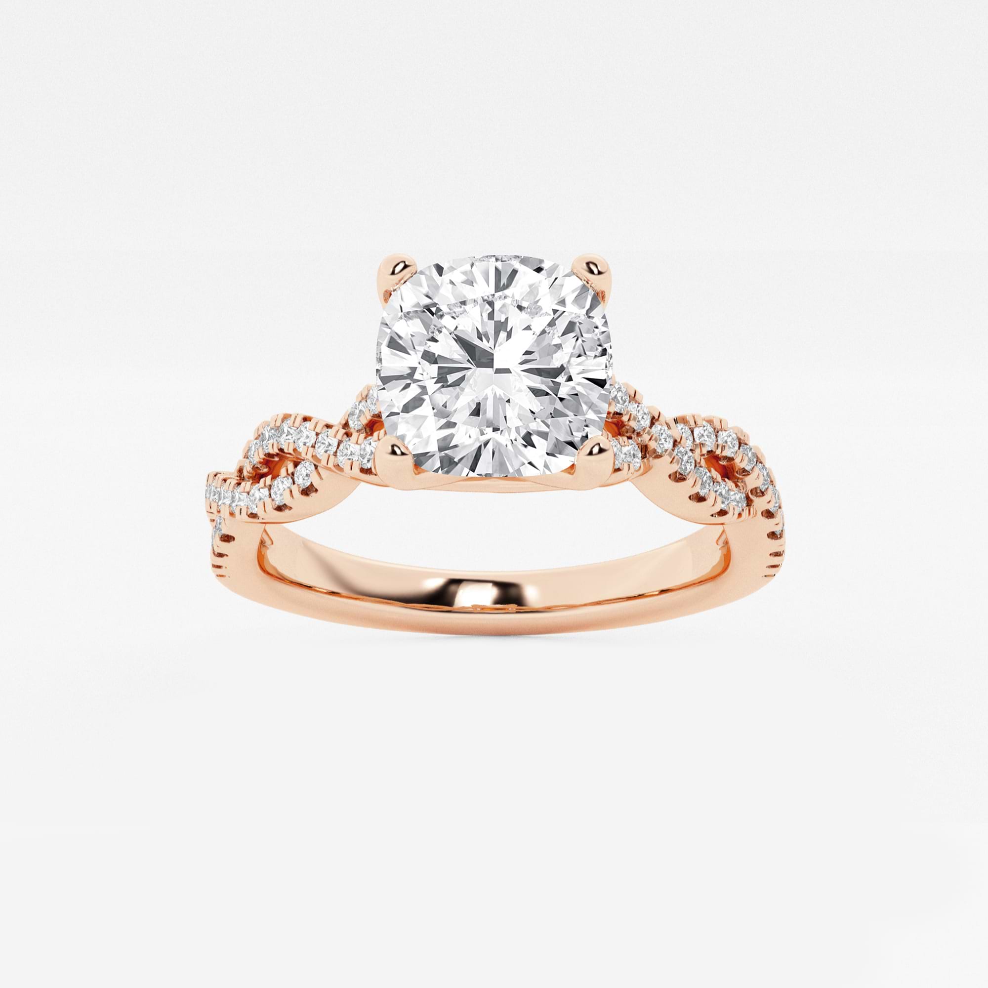 Cushion Lab Grown Diamond Double Twist Engagement Ring