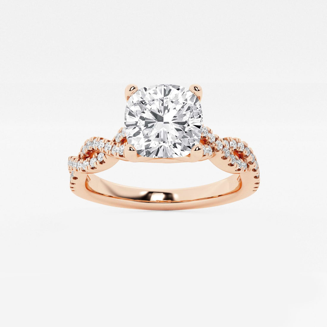 Cushion Lab Grown Diamond Double Twist Engagement Ring