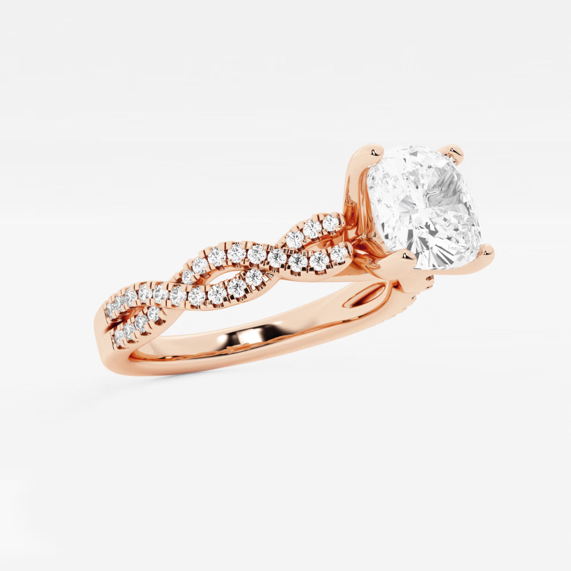 Cushion Lab Grown Diamond Double Twist Engagement Ring
