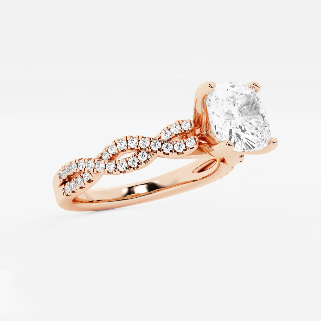 Cushion Lab Grown Diamond Double Twist Engagement Ring