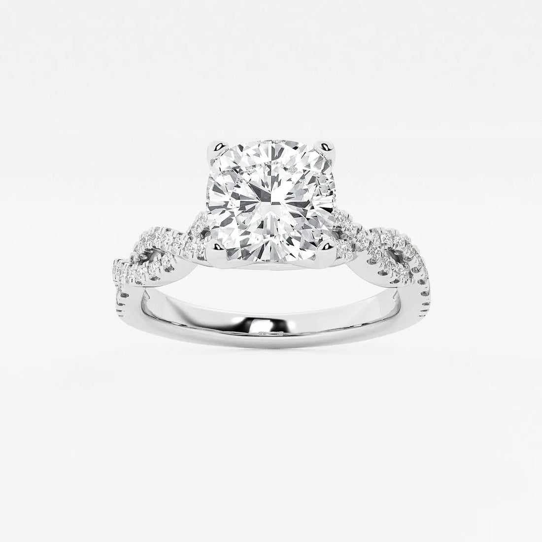 Cushion Lab Grown Diamond Double Twist Engagement Ring