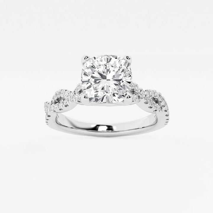 Cushion Lab Grown Diamond Double Twist Engagement Ring