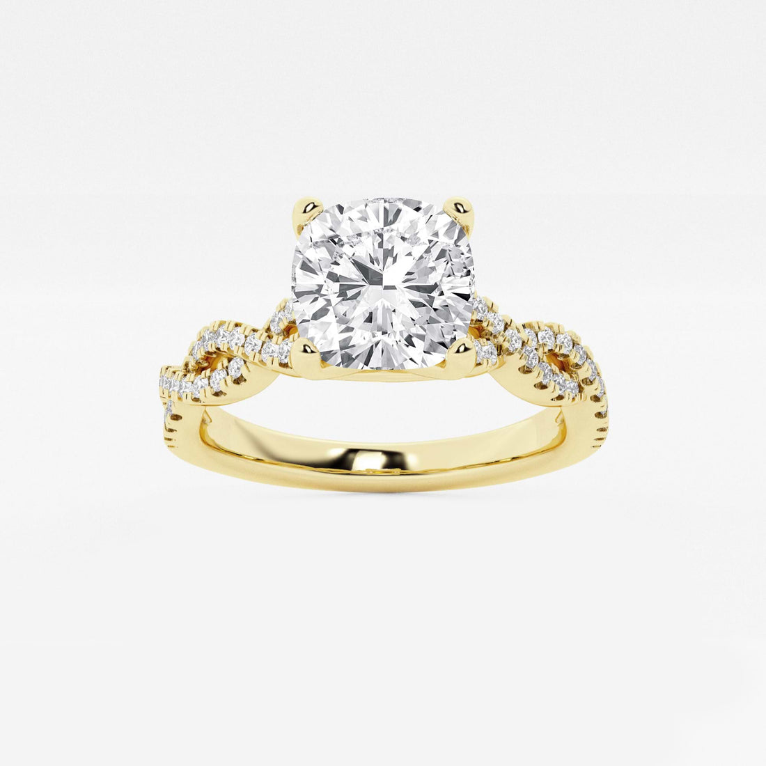 Cushion Lab Grown Diamond Double Twist Engagement Ring