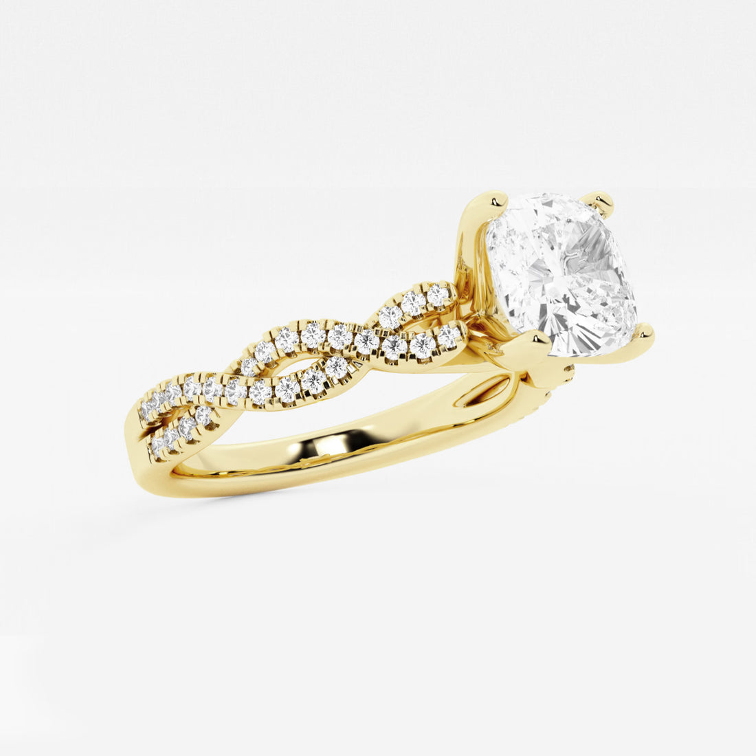 Cushion Lab Grown Diamond Double Twist Engagement Ring