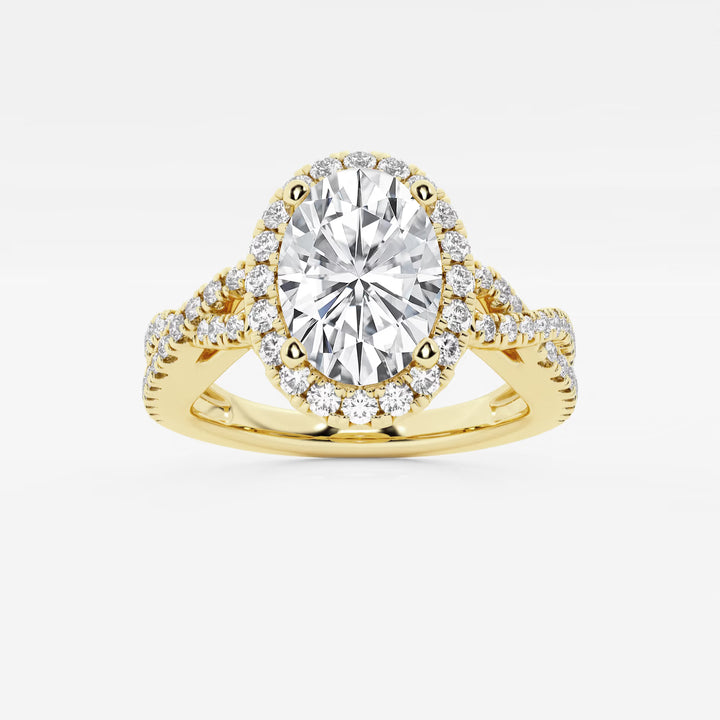 Oval Halo Lab-Grown Diamond Engagement Ring with Split Shank Pavé Band