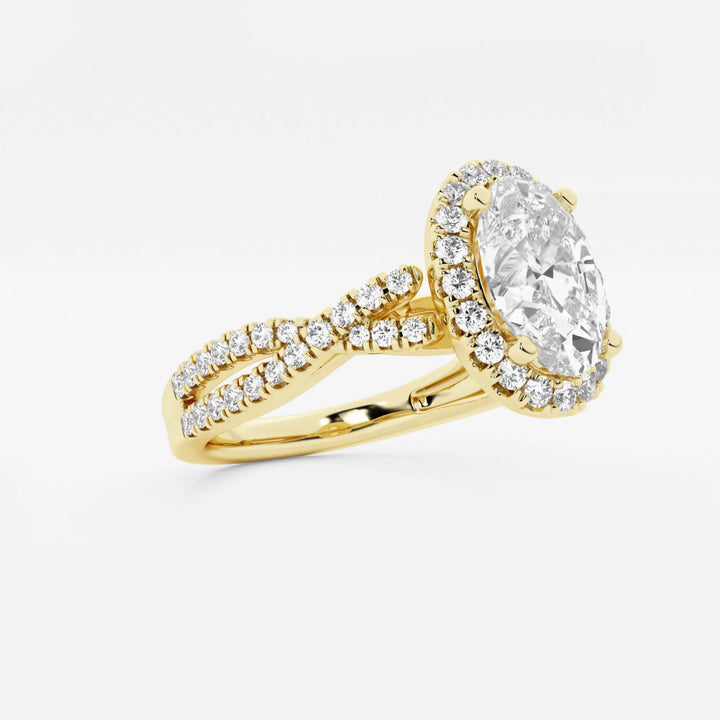 Oval Halo Lab-Grown Diamond Engagement Ring with Split Shank Pavé Band