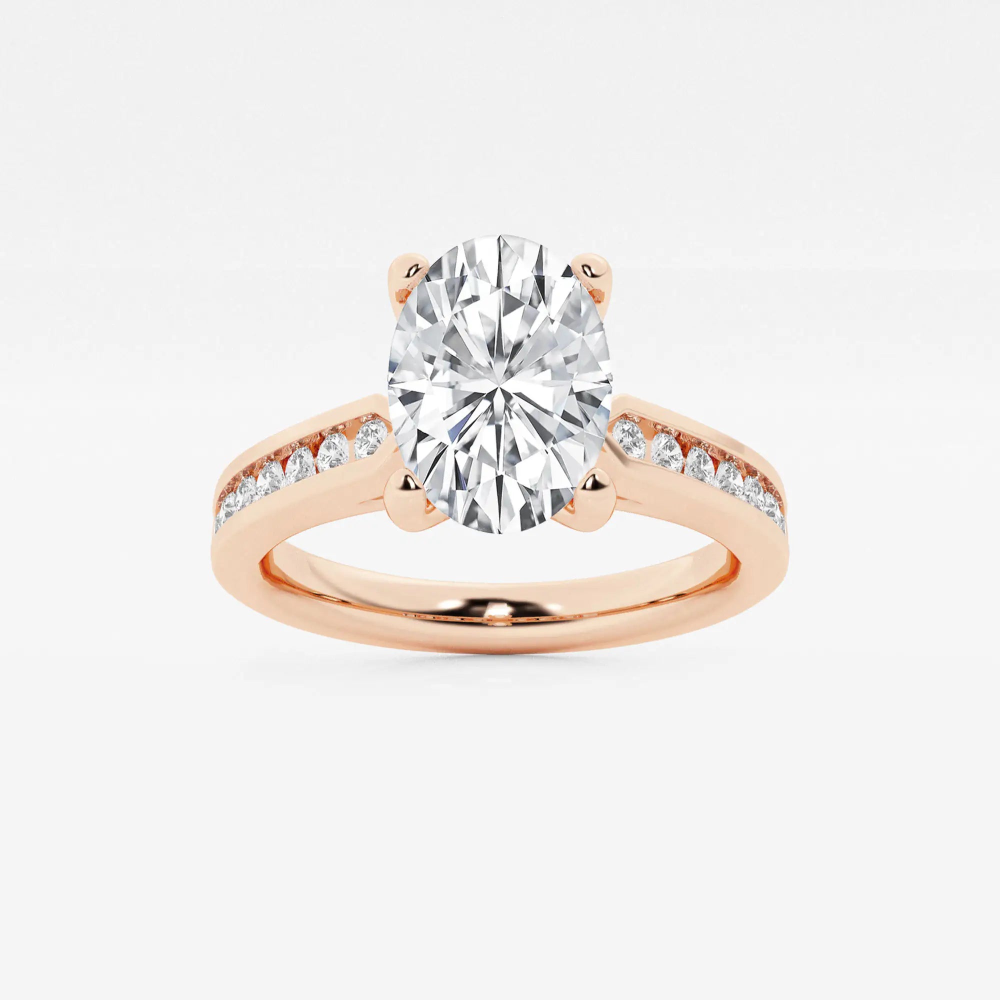 Elegant Oval Lab Grown Diamond Hidden Halo Engagement Ring
