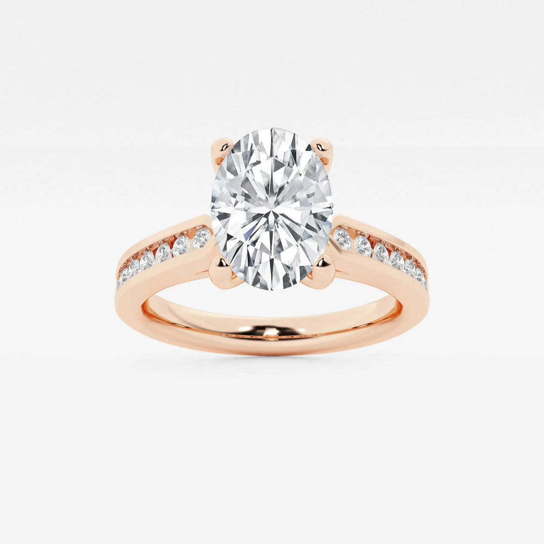 Elegant Oval Lab Grown Diamond Hidden Halo Engagement Ring