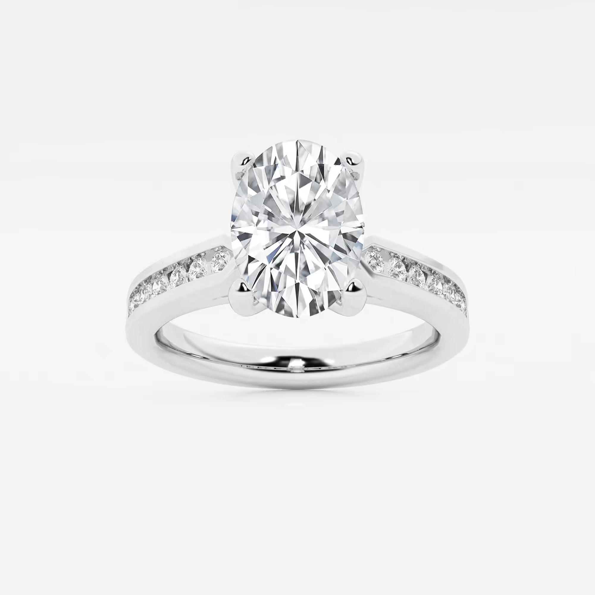 Elegant Oval Lab Grown Diamond Hidden Halo Engagement Ring