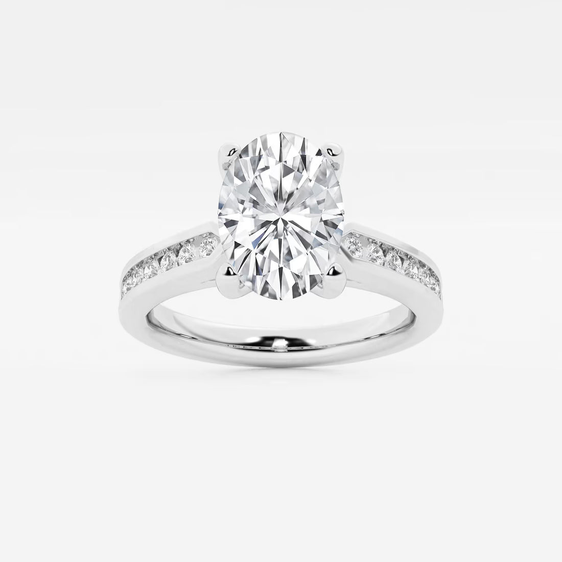Elegant Oval Lab Grown Diamond Hidden Halo Engagement Ring