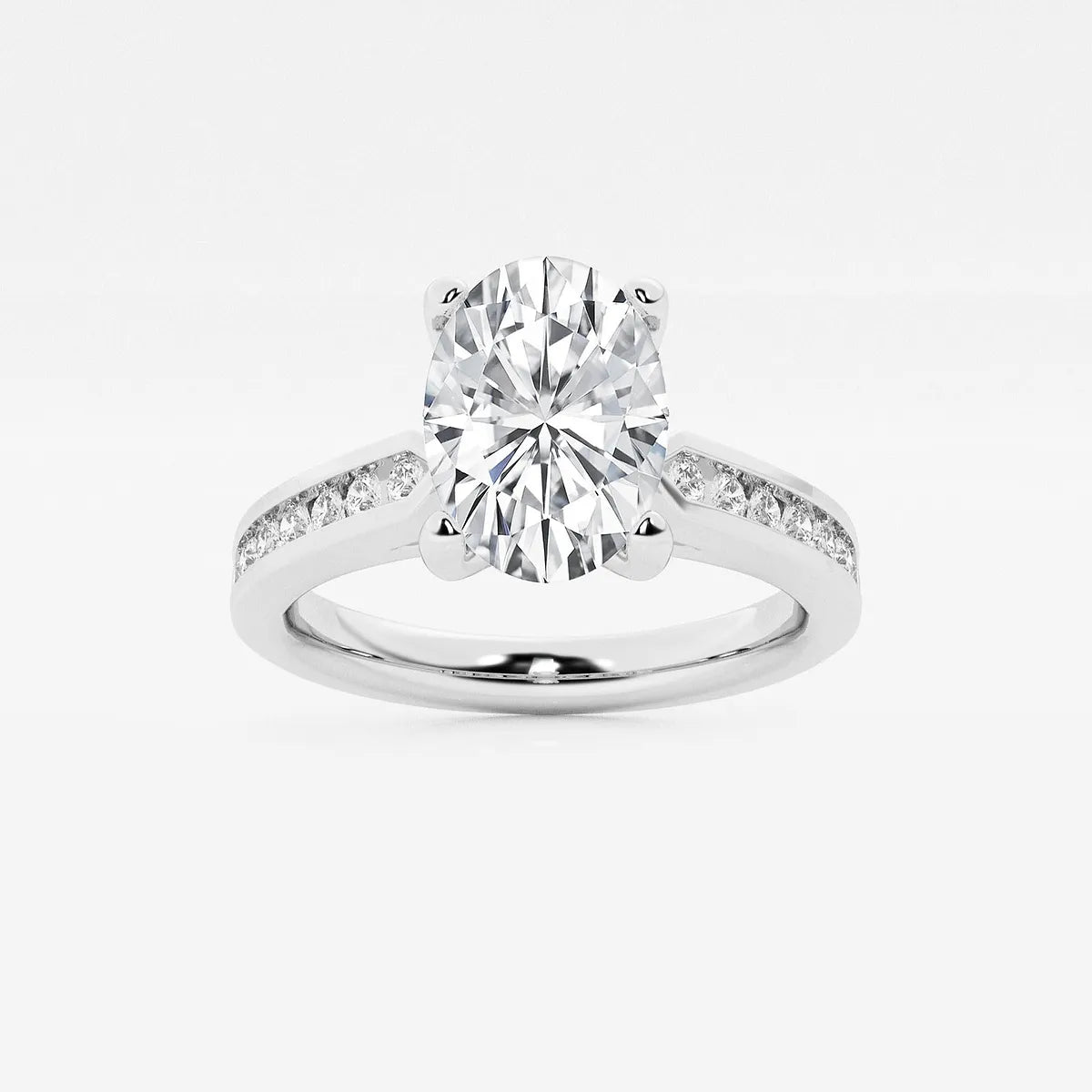 Elegant Oval Lab Grown Diamond Hidden Halo Engagement Ring