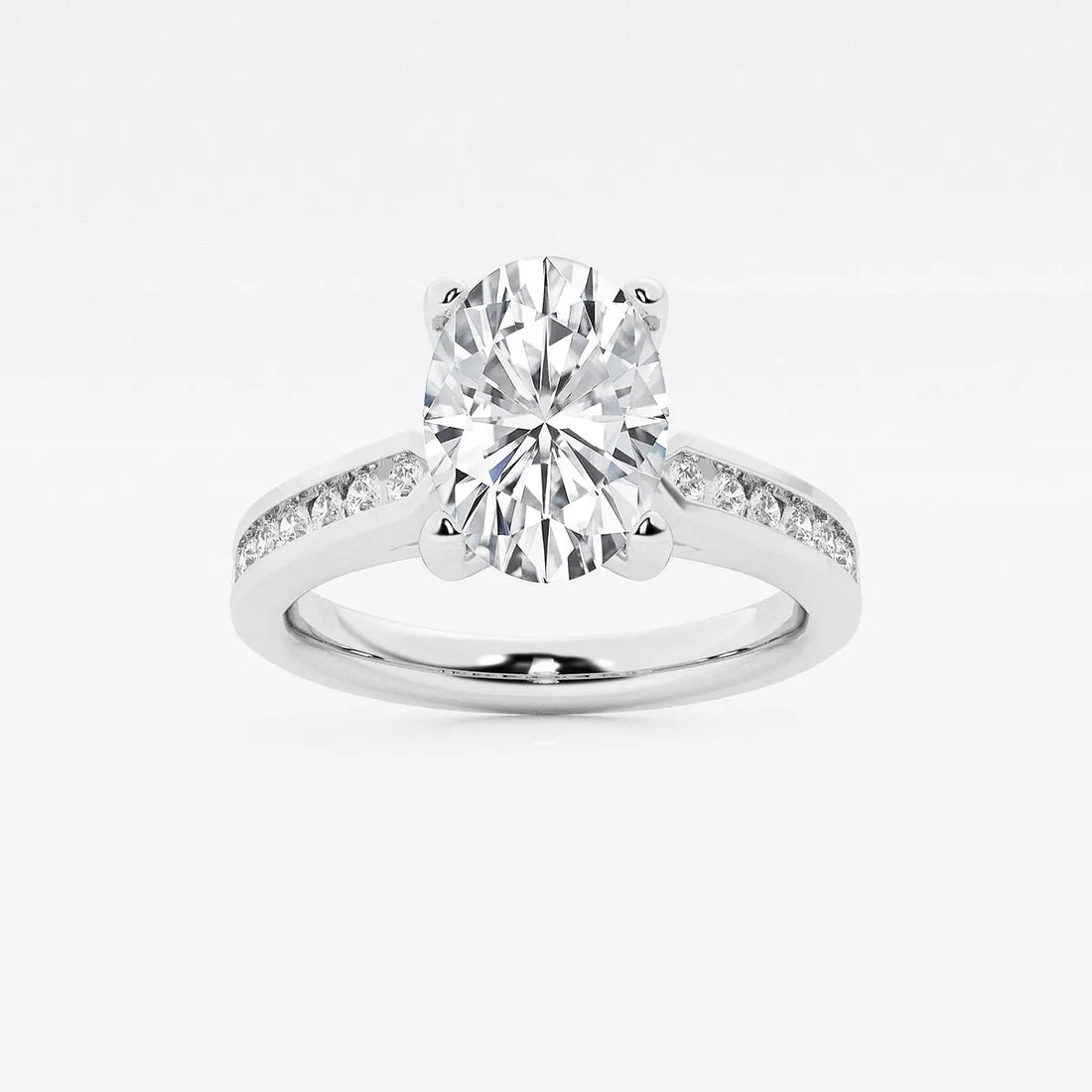 Elegant Oval Lab Grown Diamond Hidden Halo Engagement Ring