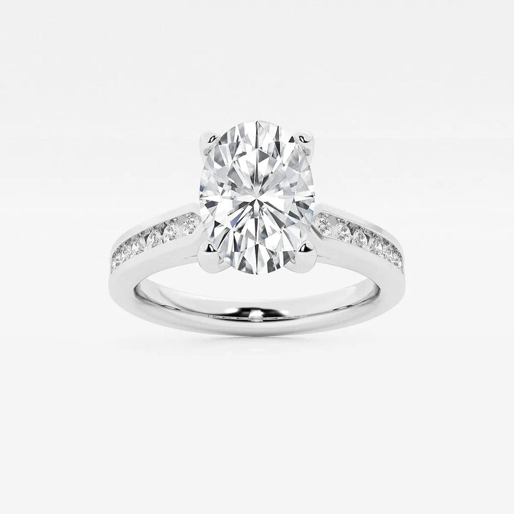 Elegant Oval Lab Grown Diamond Hidden Halo Engagement Ring