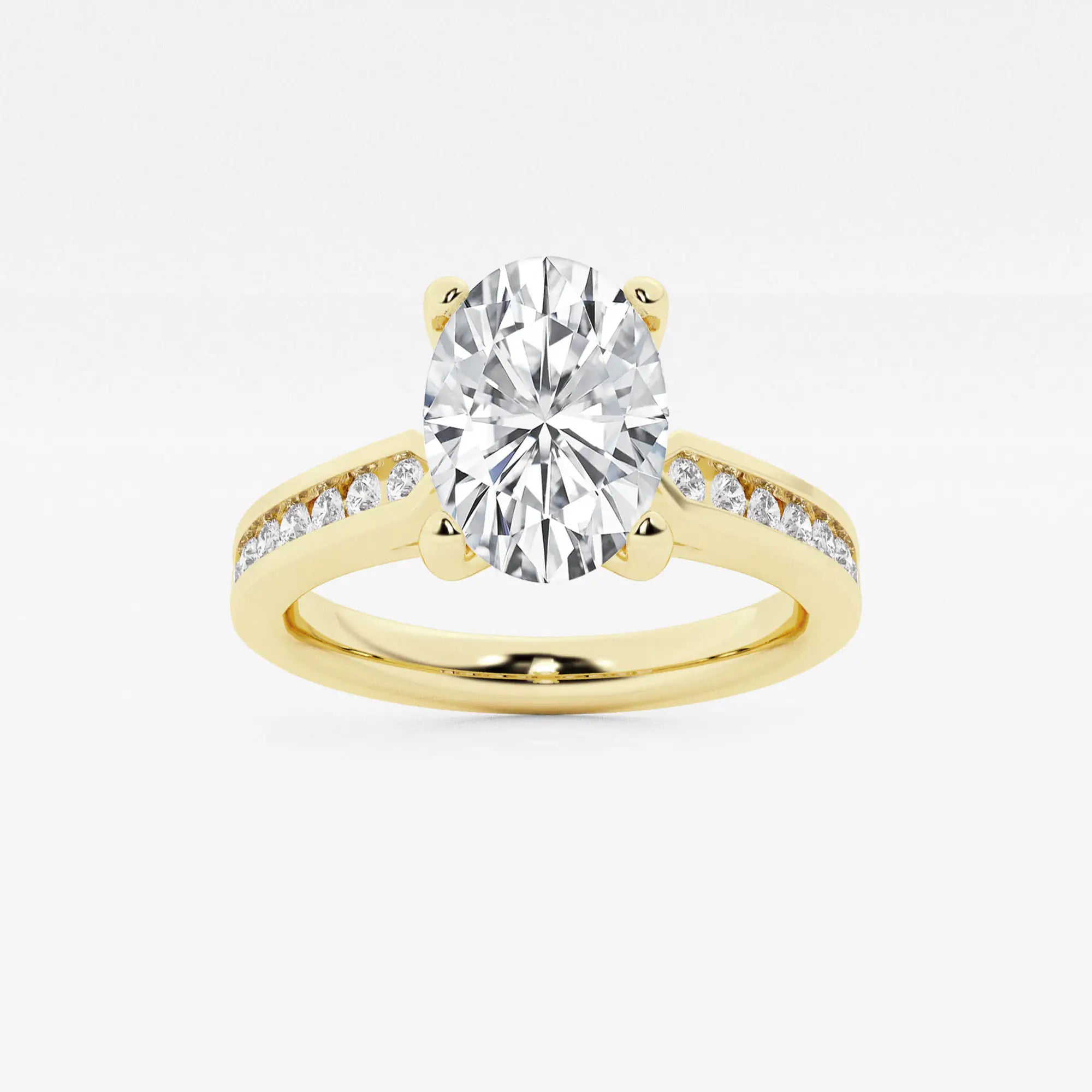 Elegant Oval Lab Grown Diamond Hidden Halo Engagement Ring