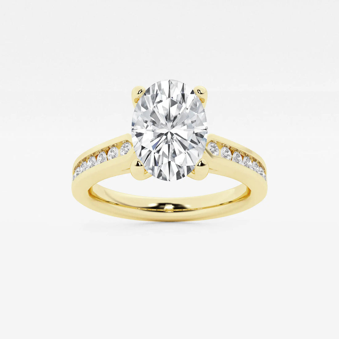 Elegant Oval Lab Grown Diamond Hidden Halo Engagement Ring