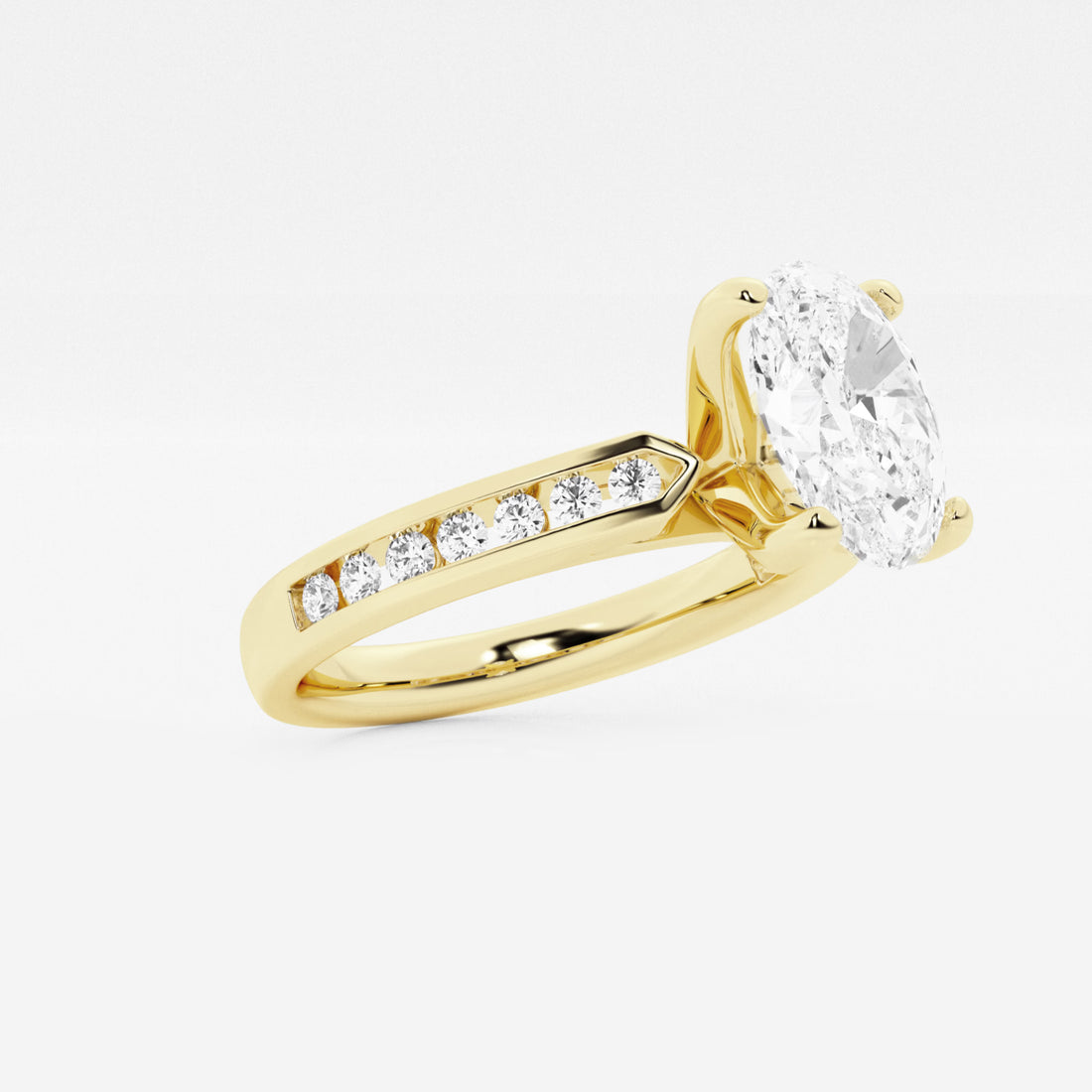 Elegant Oval Lab Grown Diamond Hidden Halo Engagement Ring