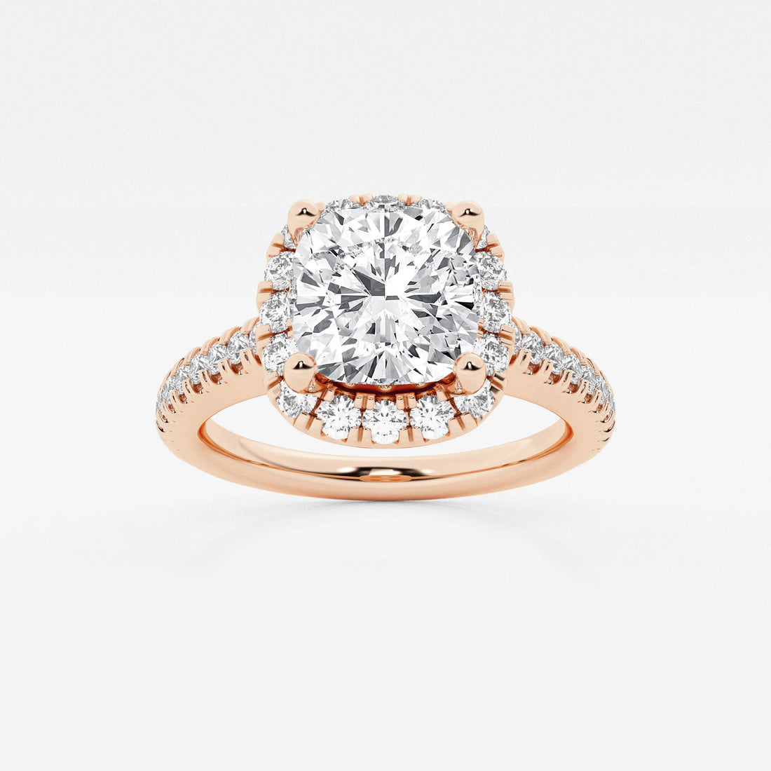 Cushion Lab Grown Diamond French Pavé Halo Engagement Ring