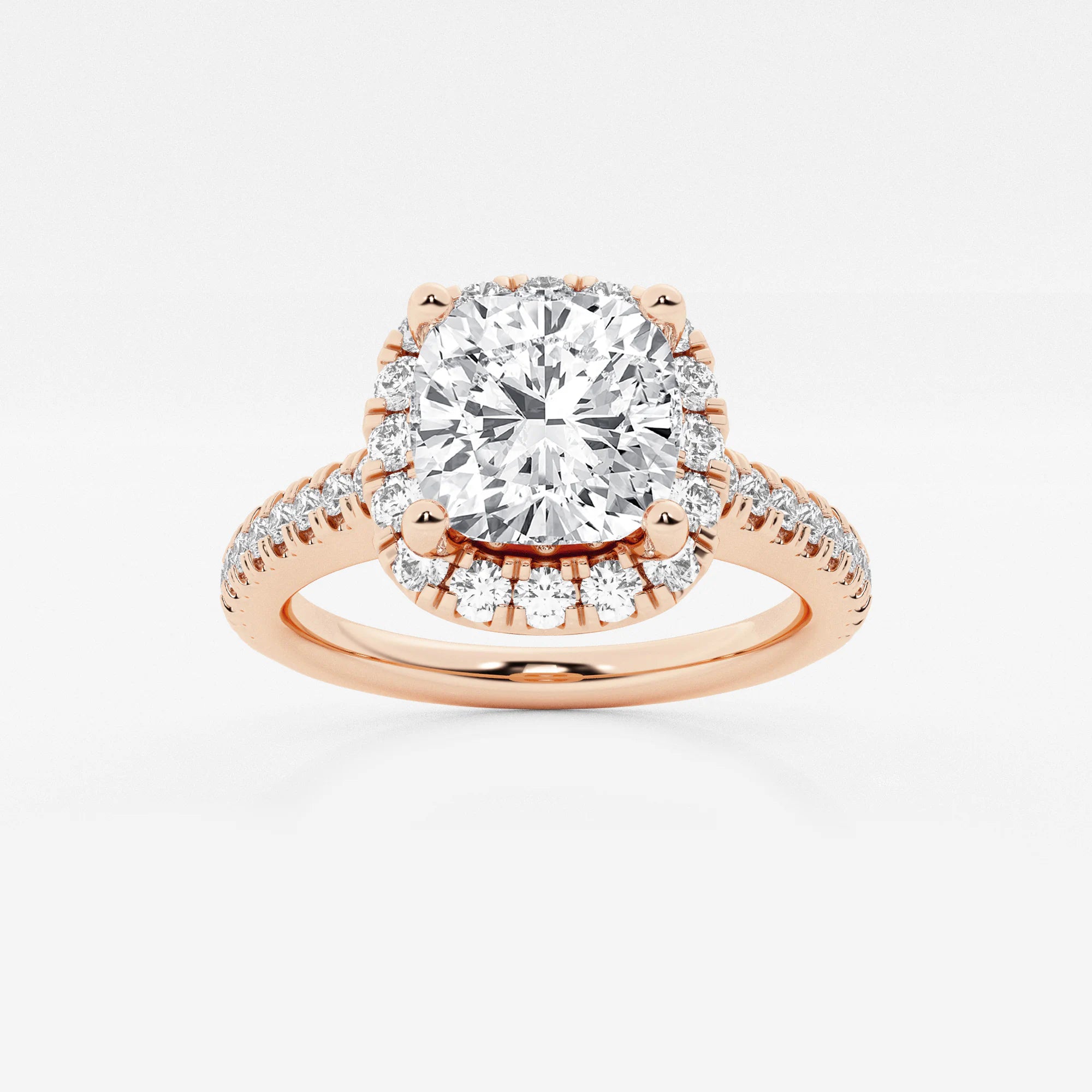 Cushion Lab Grown Diamond Split Shank Halo Engagement Ring