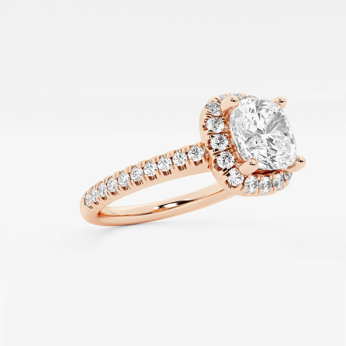 Cushion Lab Grown Diamond V-Prong Halo Engagement Ring