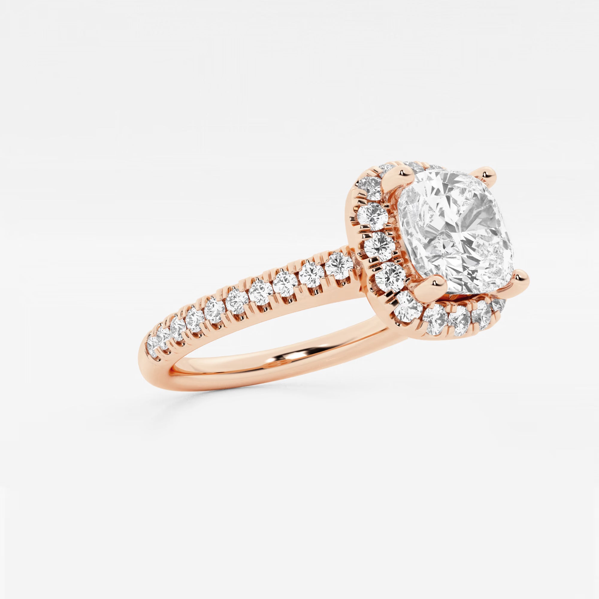 Cushion Lab Grown Diamond Split Shank Halo Engagement Ring