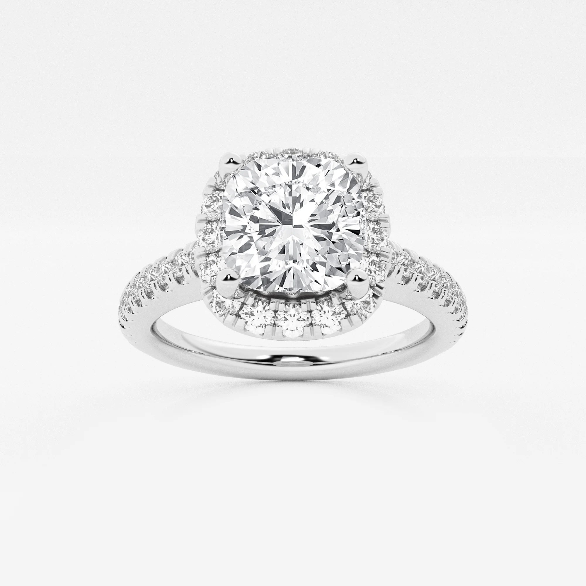 Cushion Lab Grown Diamond V-Prong Halo Engagement Ring