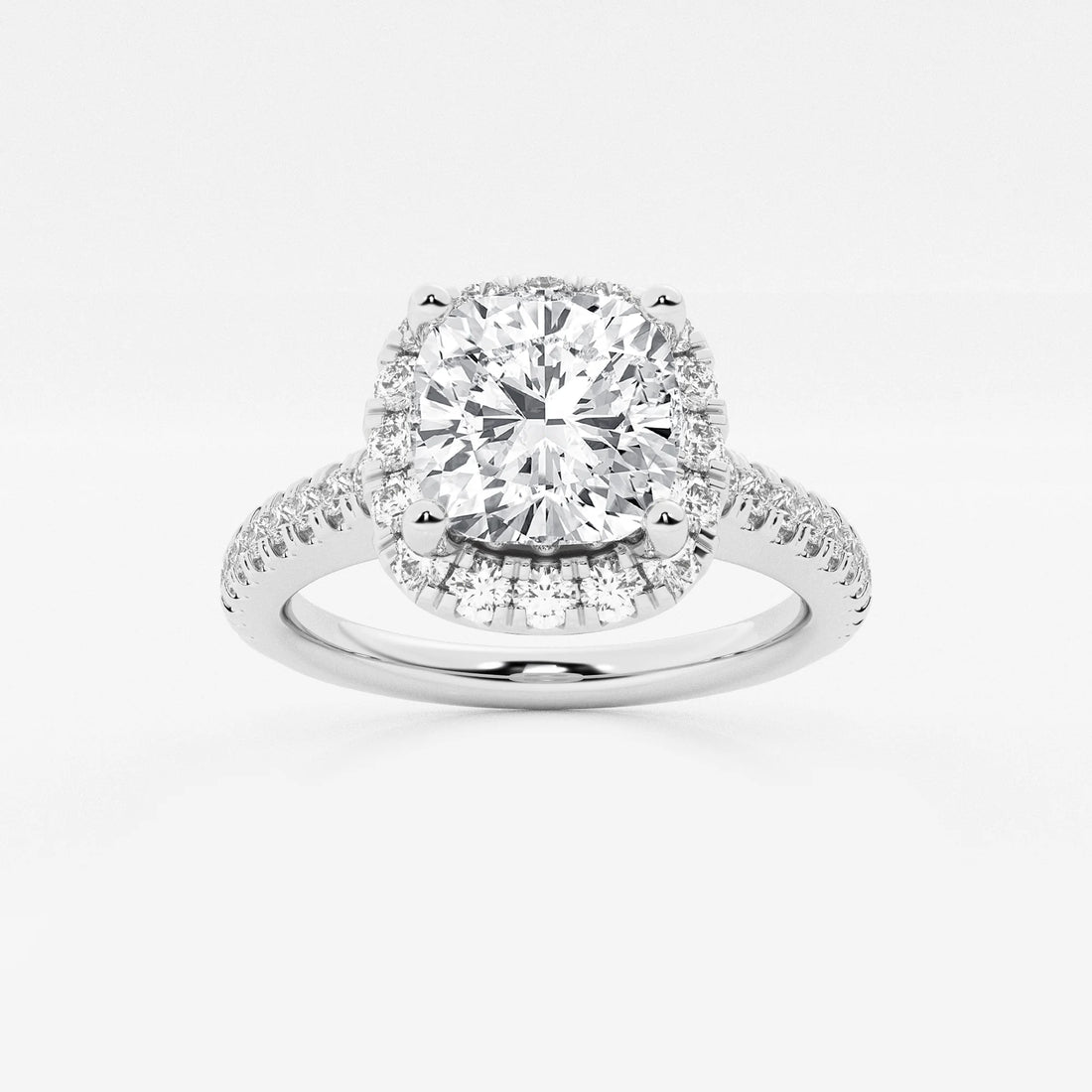 Cushion Lab Grown Diamond V-Prong Halo Engagement Ring