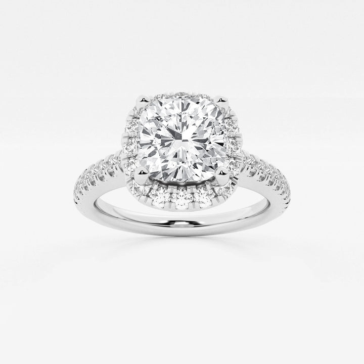 Cushion Lab Grown Diamond V-Prong Halo Engagement Ring