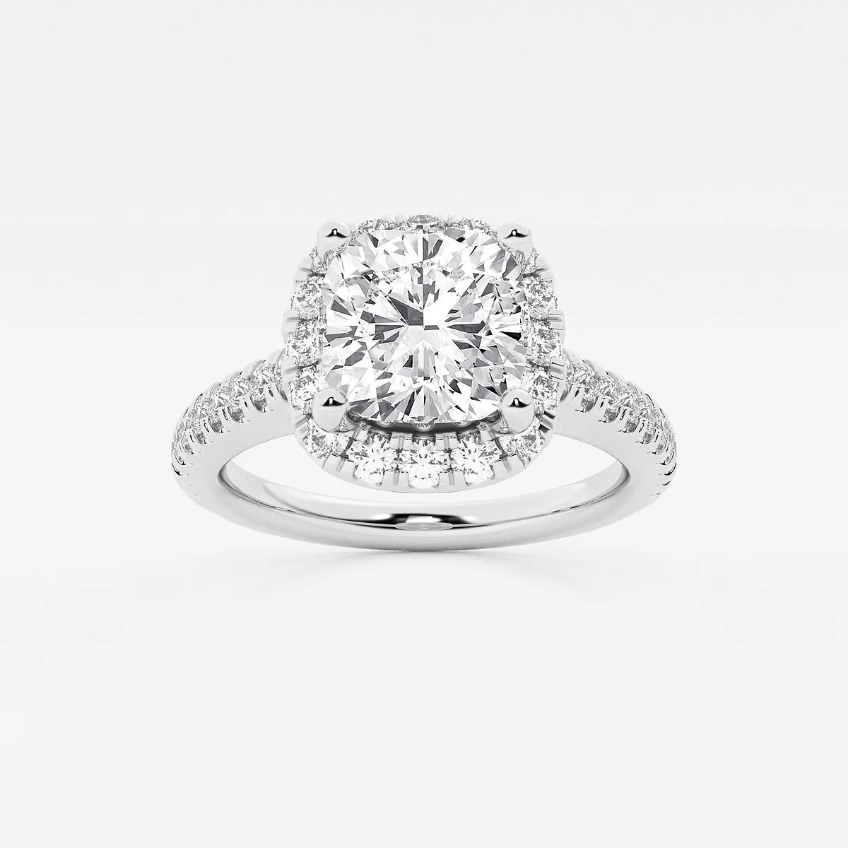 Cushion Lab Grown Diamond V-Prong Halo Engagement Ring