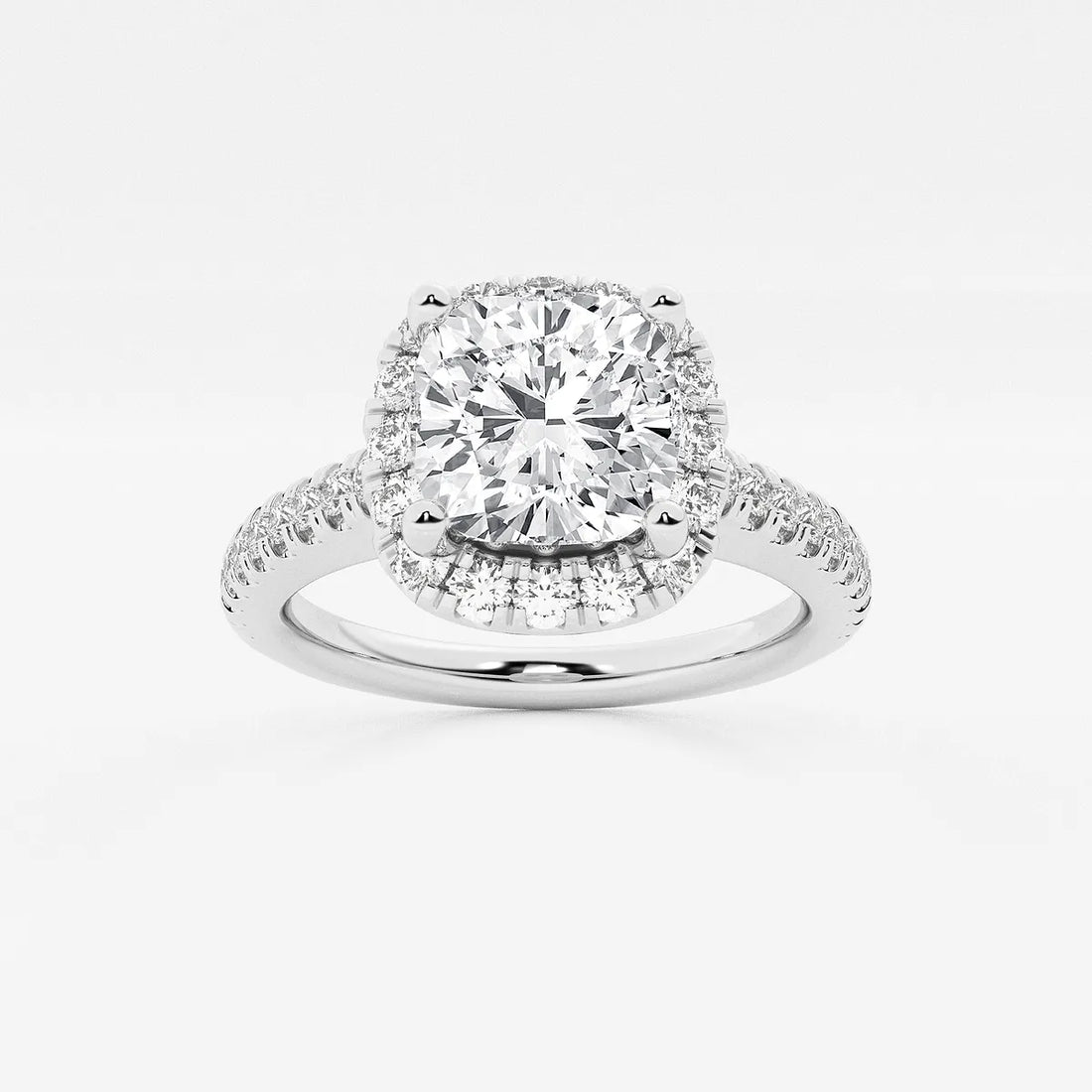 Cushion Lab Grown Diamond V-Prong Halo Engagement Ring