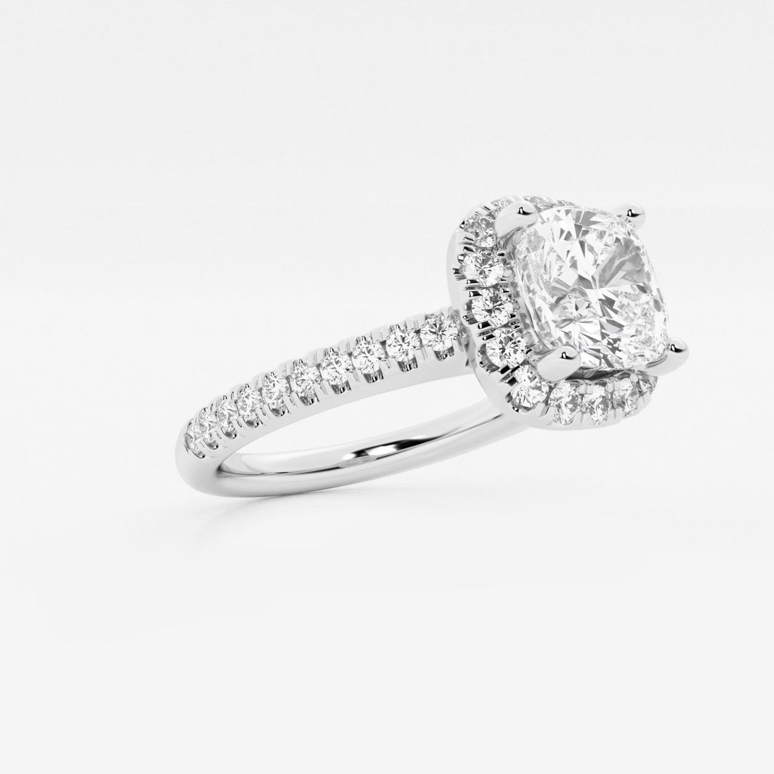 Cushion Lab Grown Diamond V-Prong Halo Engagement Ring