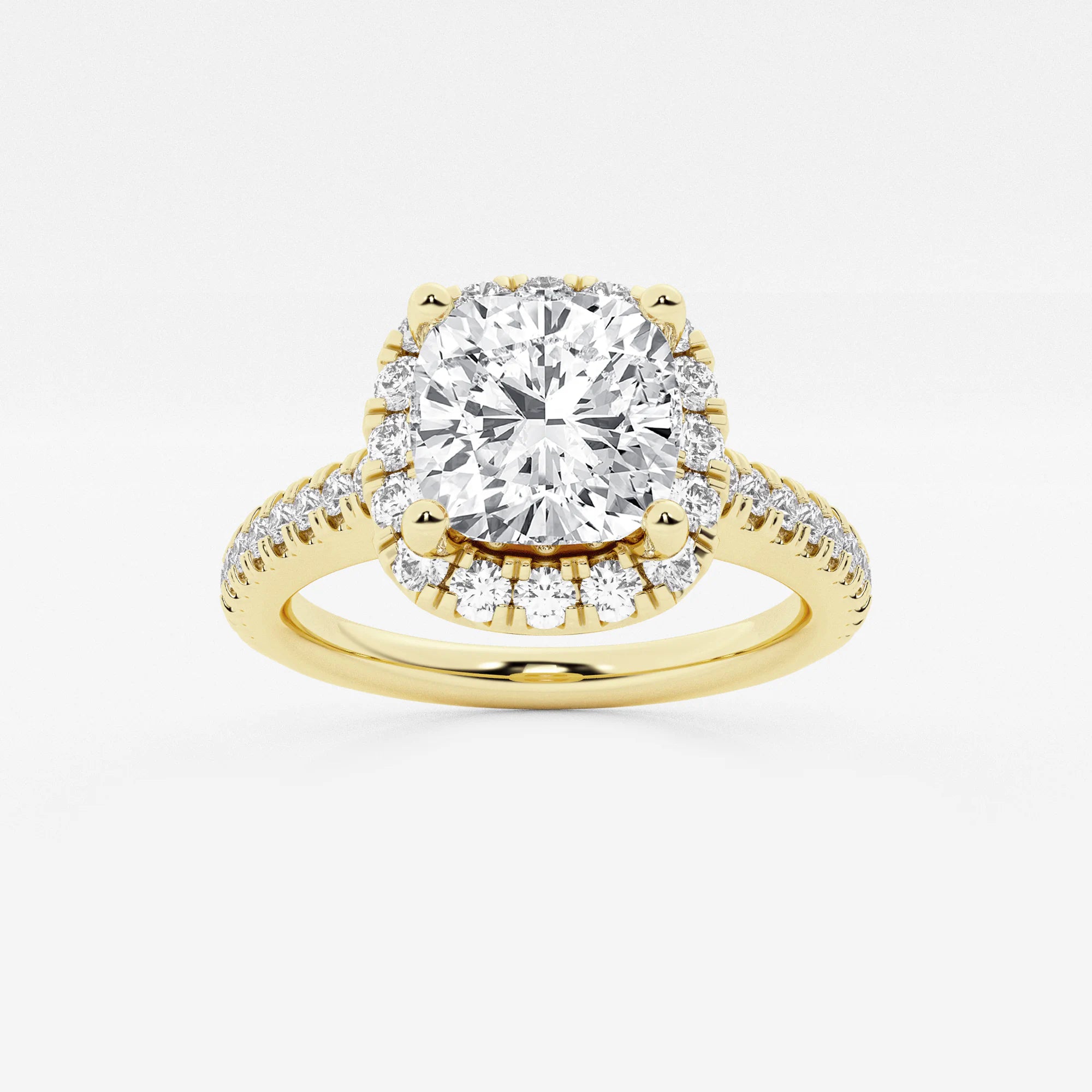 Cushion Lab Grown Diamond Split Shank Halo Engagement Ring
