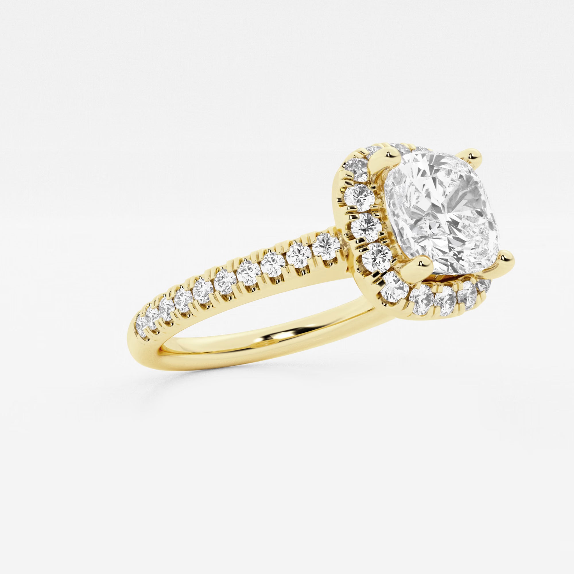 Cushion Lab Grown Diamond Split Shank Halo Engagement Ring