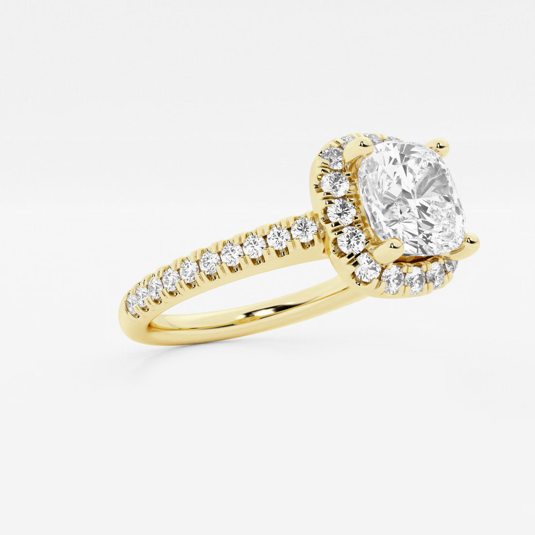 Cushion Lab Grown Diamond Split Shank Halo Engagement Ring