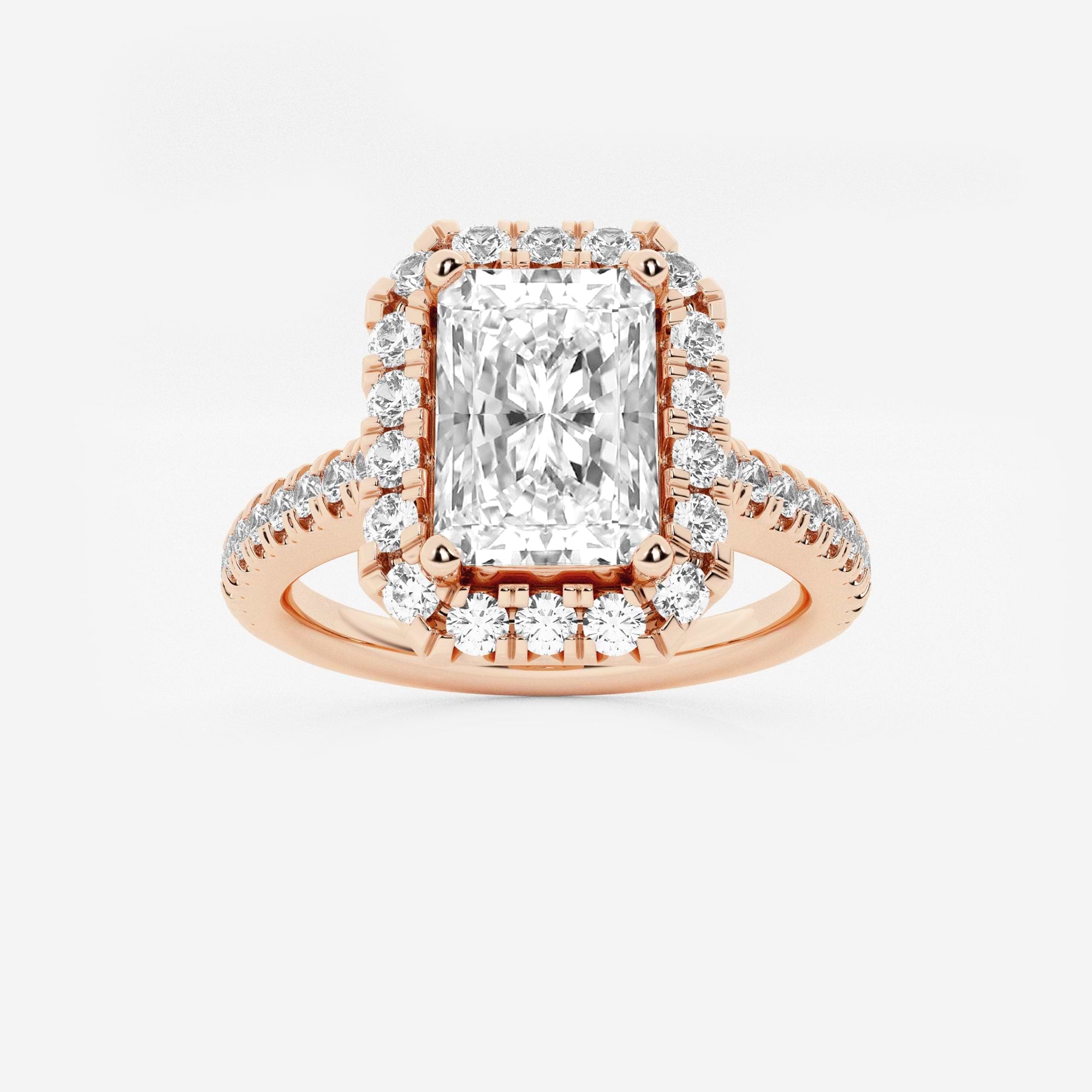 Valencia Radiant Lab-Grown Diamond V-Prong Halo Engagement Ring