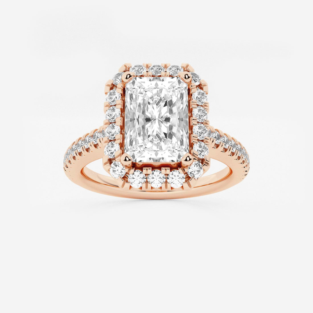 Valencia Radiant Lab-Grown Diamond V-Prong Halo Engagement Ring