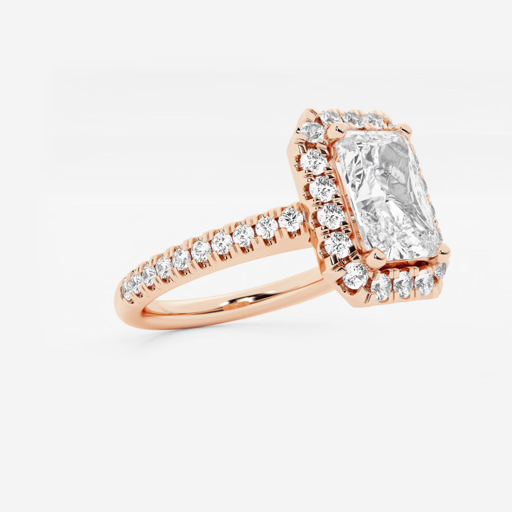 Valencia Radiant Lab-Grown Diamond V-Prong Halo Engagement Ring