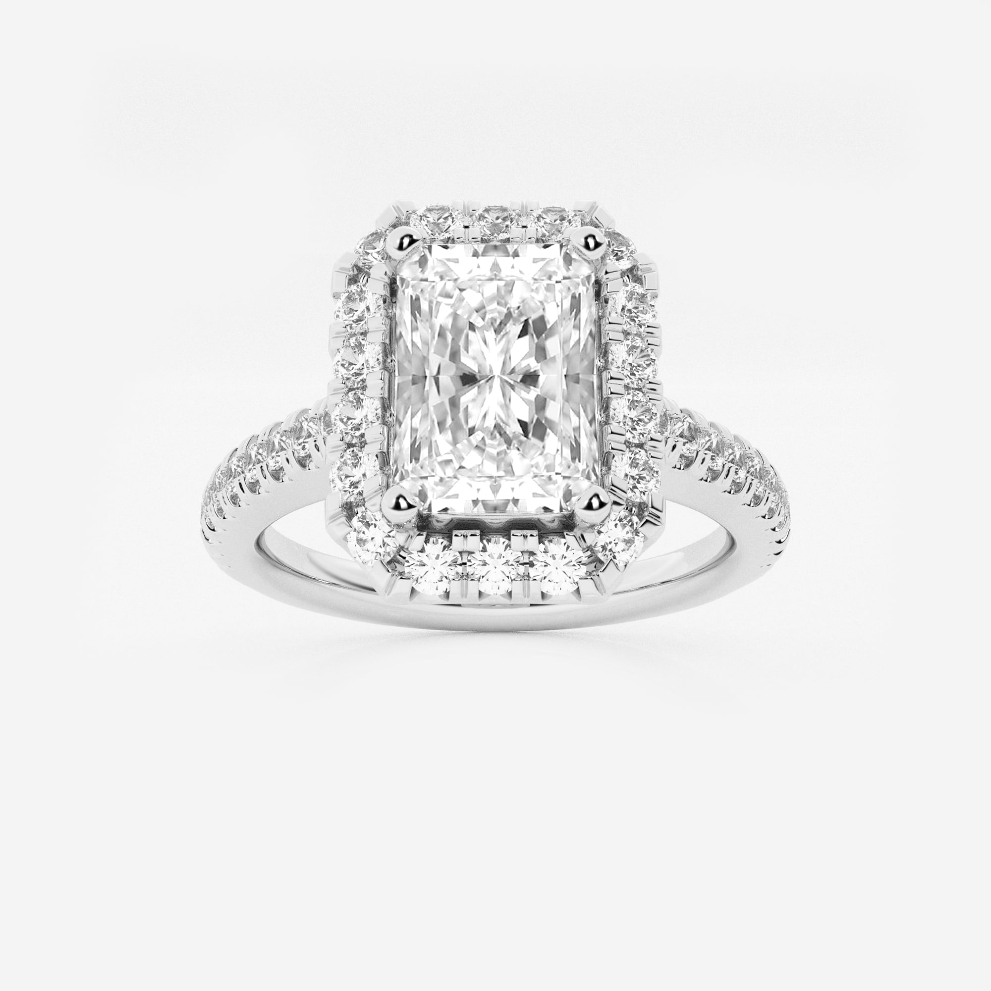 Valencia Radiant Lab-Grown Diamond V-Prong Halo Engagement Ring