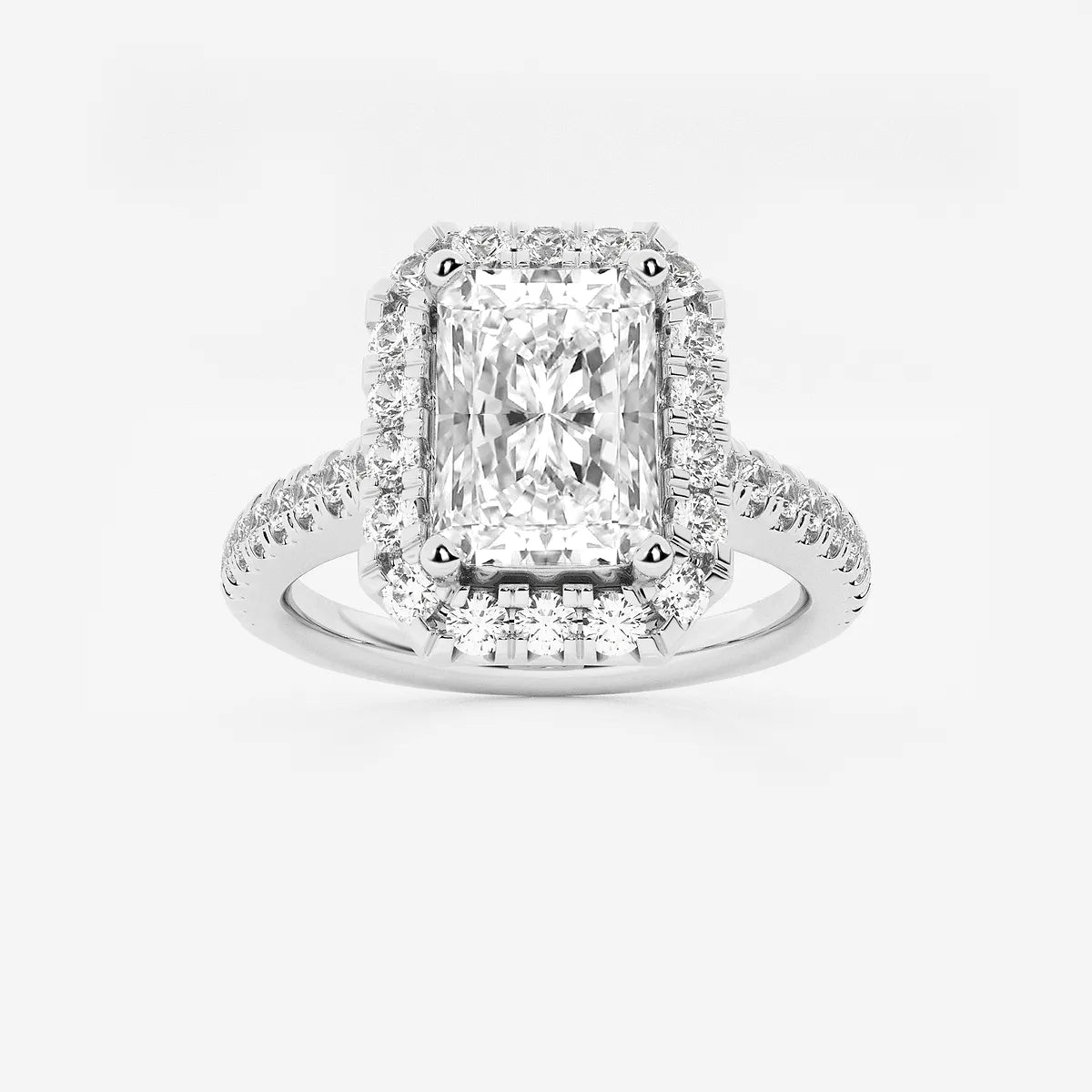 Valencia Radiant Lab-Grown Diamond V-Prong Halo Engagement Ring